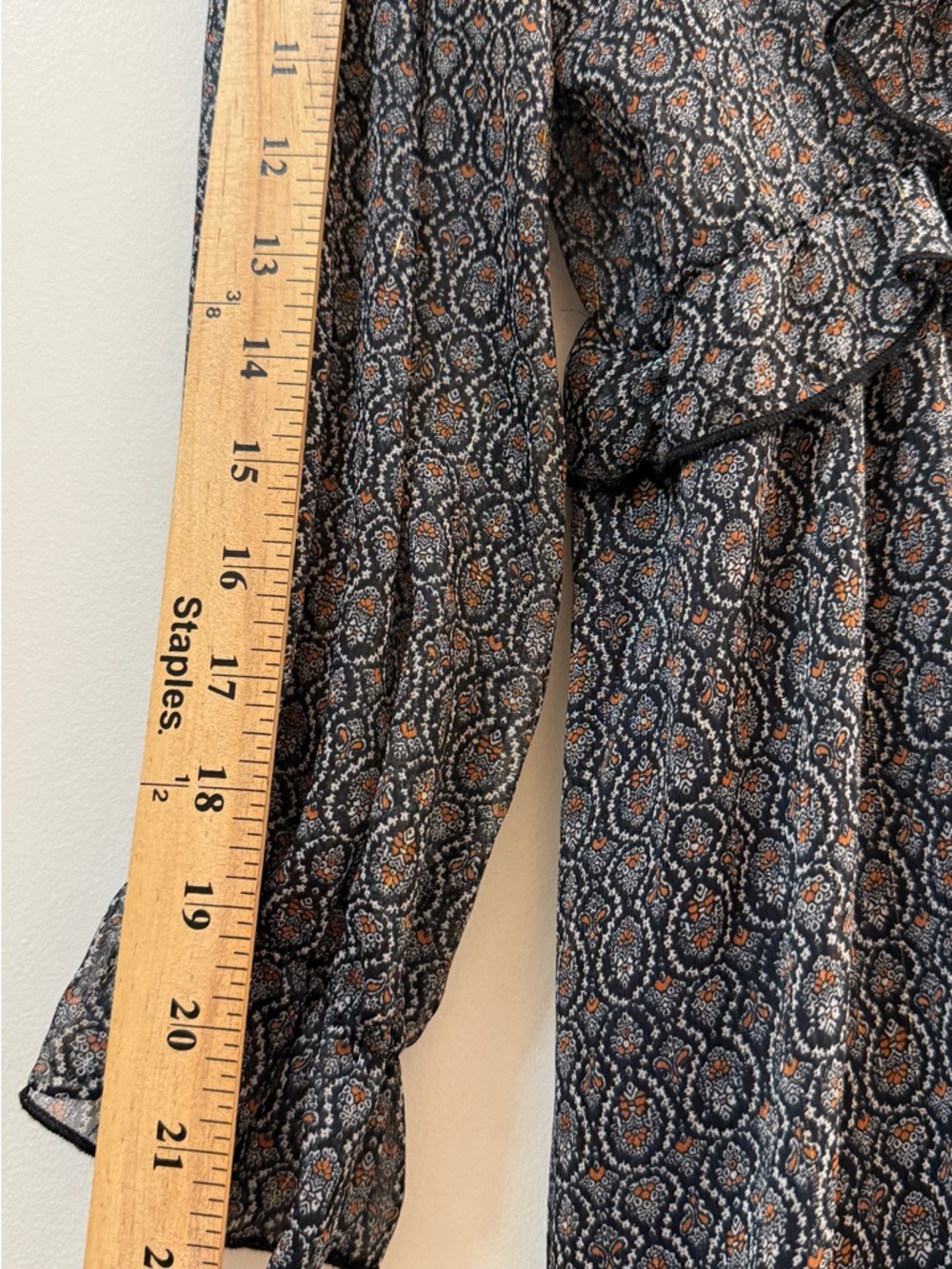 ZARA Boho Paisley Ruffle Maxi Dress Size S Blue Orange - Picture 10 of 13